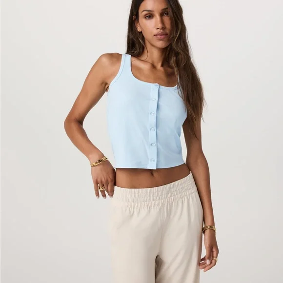 Vuori Pose Cardigan Tank in Light Mist - Picture 2 of 11